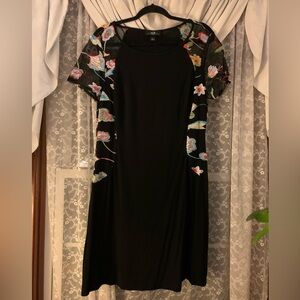 AGB Black Dress with Floral Embroidery